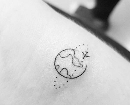 小清新大臂地球纹身图案