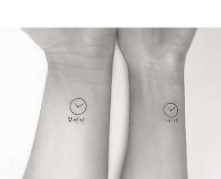 小清新手腕钟表纹身图案