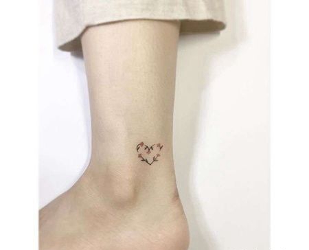 小清新脚踝花卉爱心纹身图案
