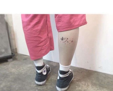 小清晰小腿星星纹身图案