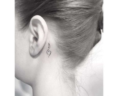 小清新耳后音符纹身图案