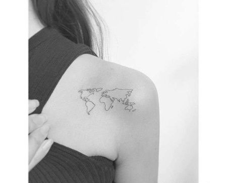 小清新锁骨地图纹身图案