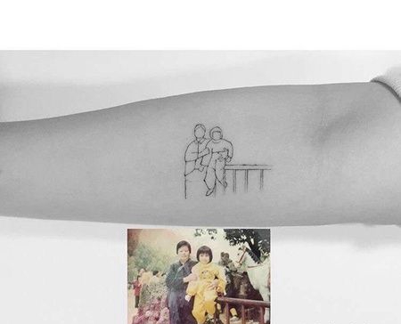 小清新小臂人像纹身图案