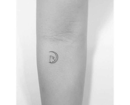 小清新小臂月亮兔子纹身图案