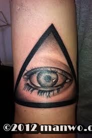 手臂上一款个性的眼睛纹身