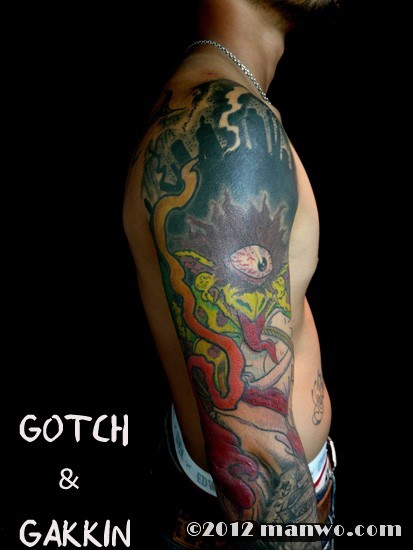 针三味手臂纹身作品