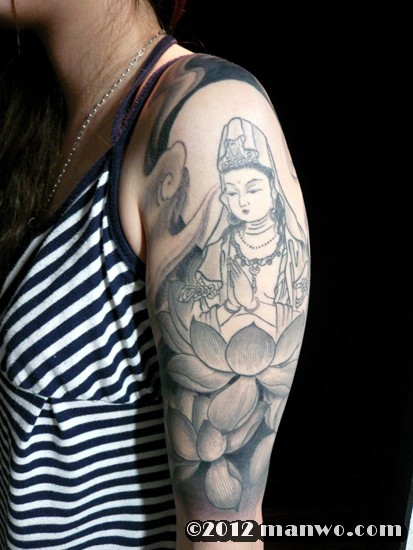 针三味手臂纹身作品