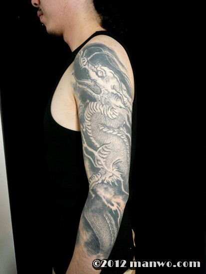 针三味手臂纹身作品