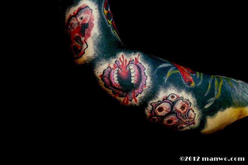 针三味手臂纹身作品