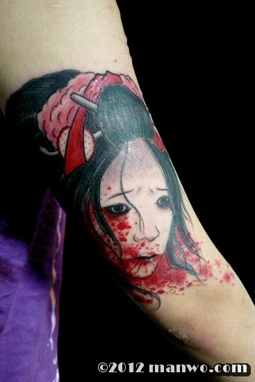 针三味手臂纹身作品