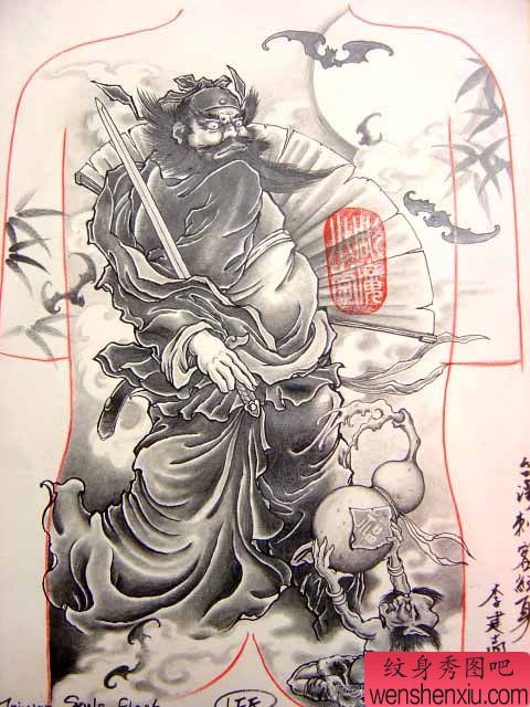 满背钟馗纹身图案图片