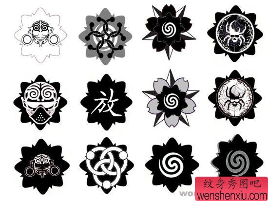 图腾纹身图案:图腾文字骷髅纹身图案图片