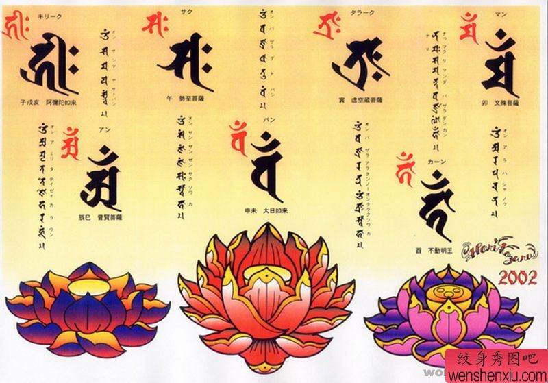 梵文纹身图案:梵文莲花纹身图案图片