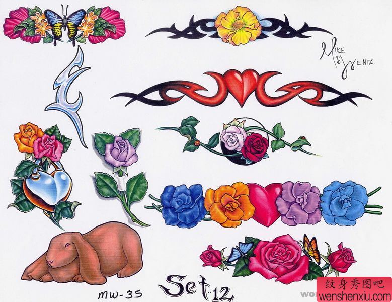 图腾花纹身图案:图腾玫瑰纹身图案图片