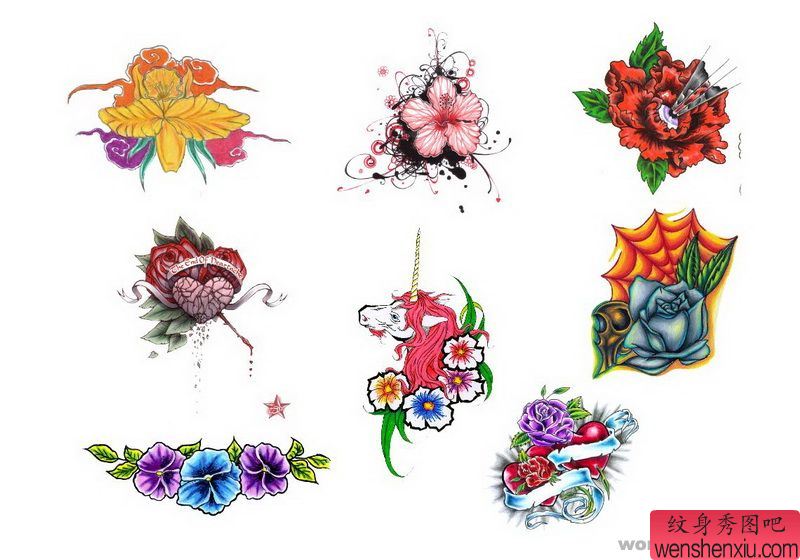 女人花卉纹身图案图片