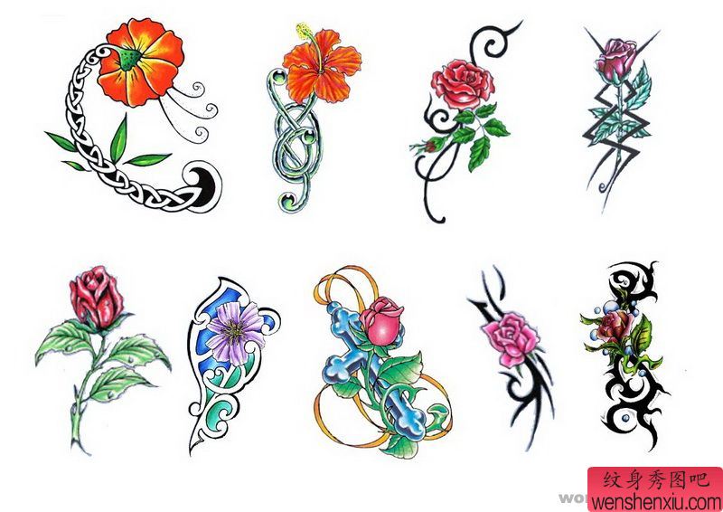 花卉纹身图案:玫瑰花纹身图案图片