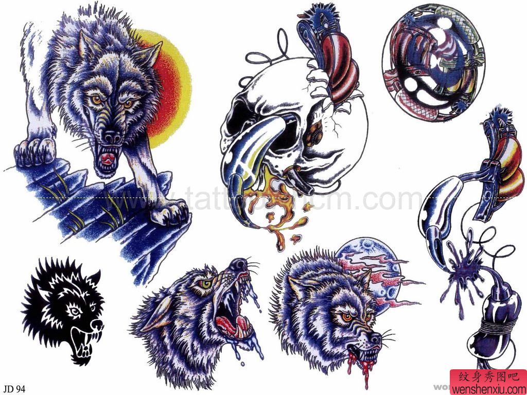 狼头纹身图案:滴血狼头纹身图案图片