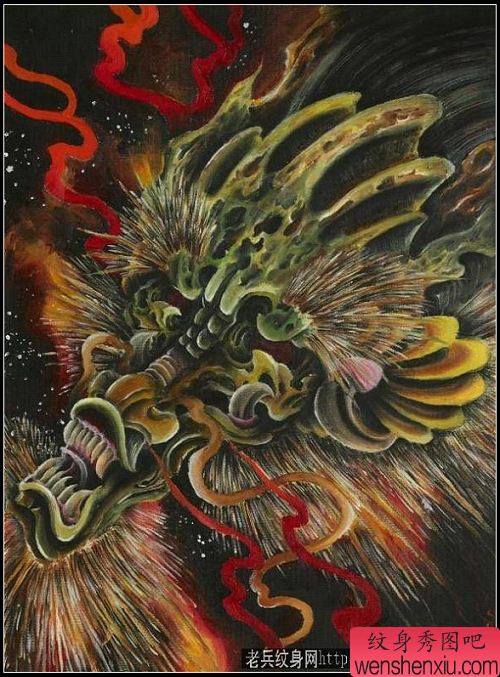 龙纹身图案：龙头纹身图案图片