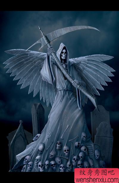 死神纹身图案:死神骷髅纹身图案图片