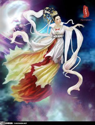 推荐一幅神话人物仙女飞天纹身图案！！