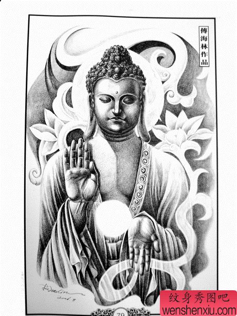 佛纹身图案:一幅满背佛纹身图案图片