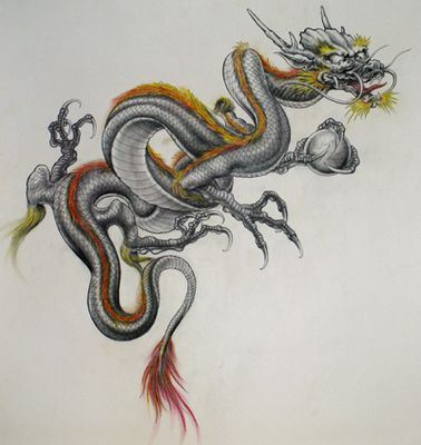 一幅适合做披肩龙纹身图案图片