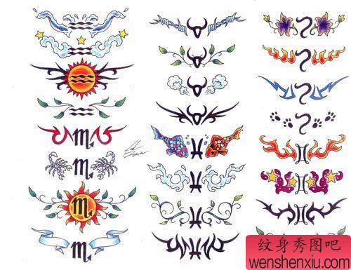星座图腾腰花纹身图案图片