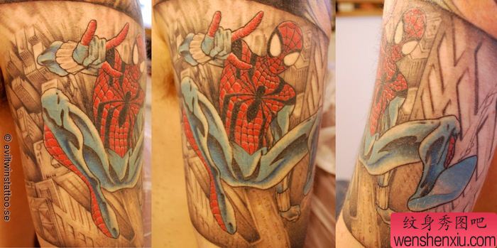 手臂蜘蛛侠纹身图案图片(tattoo)