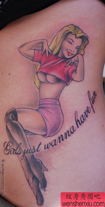 后腰部性感美女纹身图案图片(tattoo)