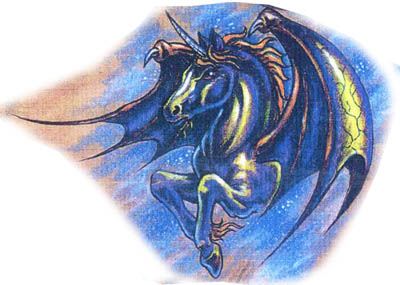 一幅欧美独角兽纹身图案图片(tattoo)