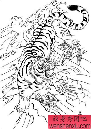 纹身520图库热推:几张传统下山虎纹身图案图片