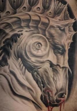 欧美素描马纹身图案