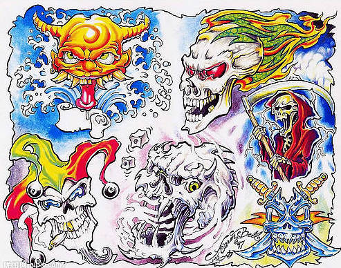 魔鬼骷髅纹身图案