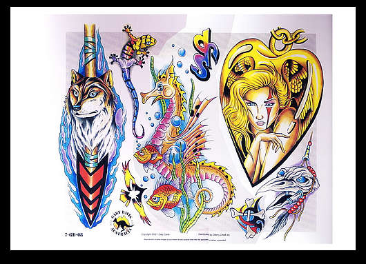 狼美女海马纹身图案