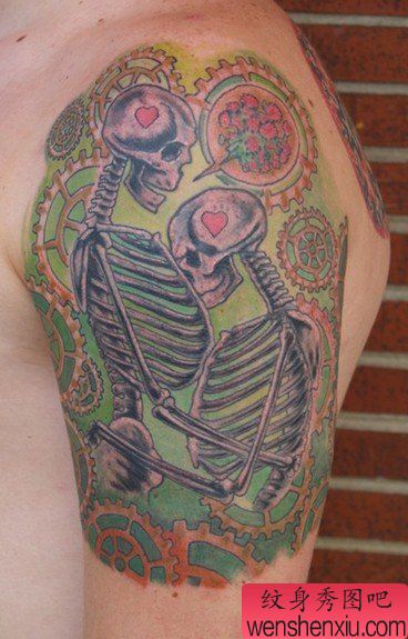 欧美经典手臂骷髅纹身图案