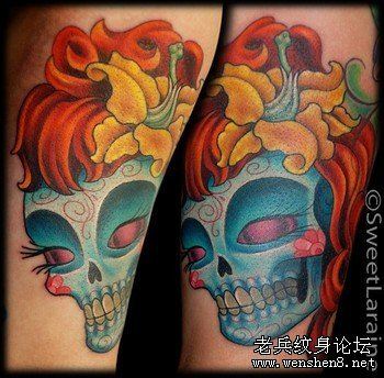 湖北纹身520图库介绍超酷的美女骷髅纹身图案