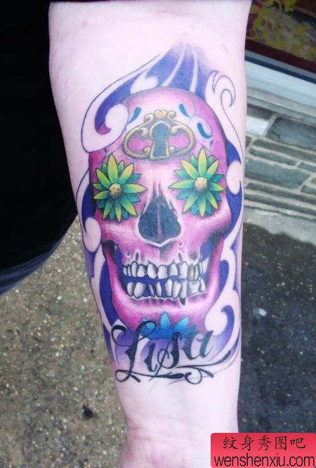 纹身520图库:手臂超酷骷髅刺青图案图片