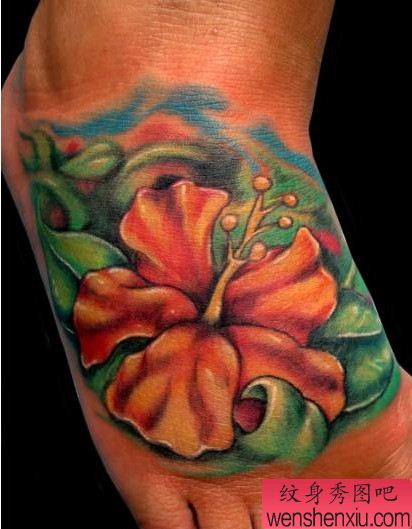 脚背花纹身图案图片