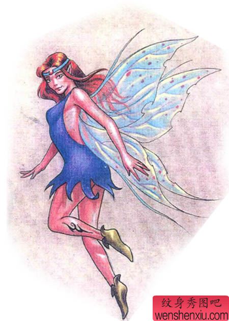 老兵培训学习:一幅适合女性纹身的天使纹身图案图片