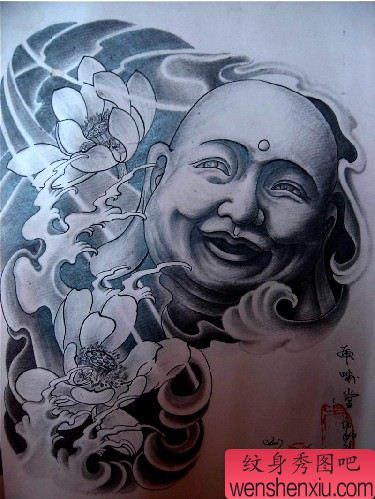 半胛莲花佛传统纹身图案图片