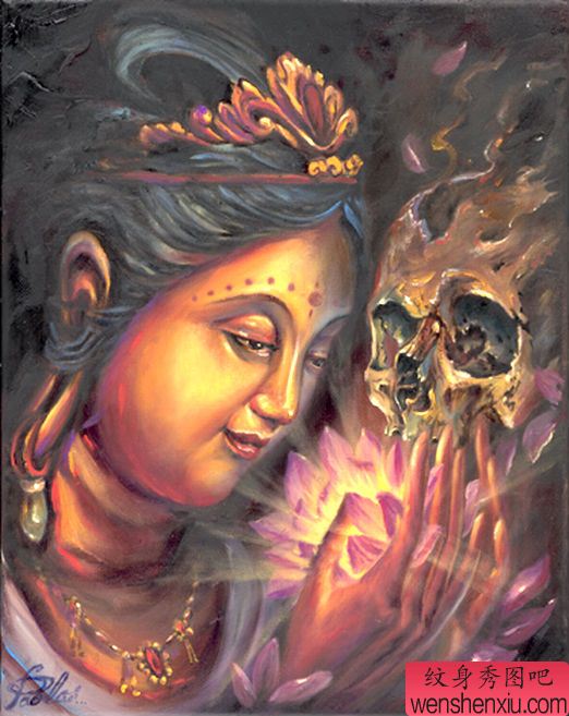 观音骷髅纹身图案图片