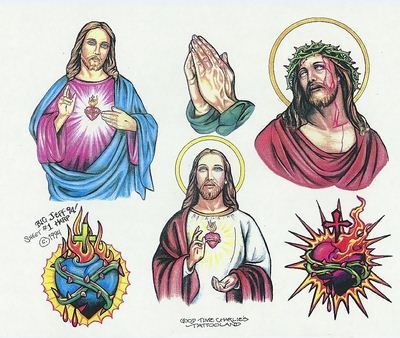 耶稣佛手十字架纹身图案