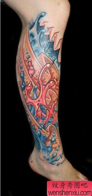 小腿欧美纹身图案