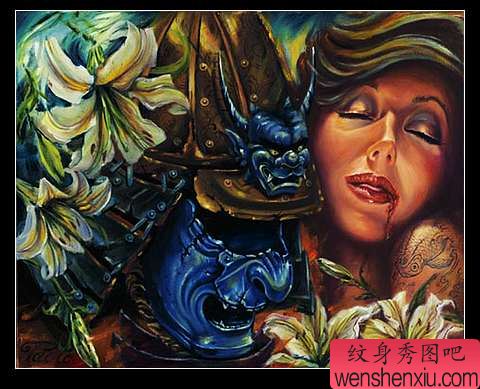 美女与野兽百合纹身图案