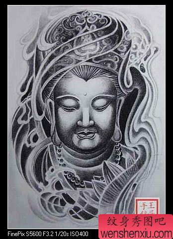 观音佛纹身图案图片