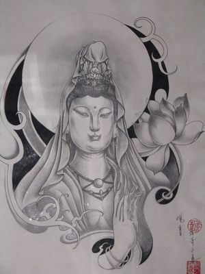 观音莲花纹身图案