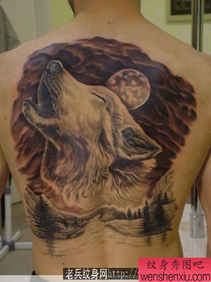 满背狼纹身图案
