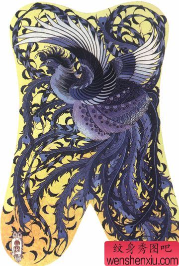 经典满背凤凰纹身图案