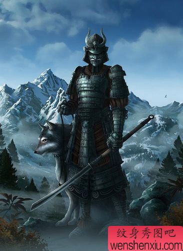 经典狼猎人纹身图案