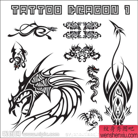 欧美图腾龙纹身图案